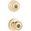 imageKwikset 690 Tylo Entry Knob and Single Cylinder Deadbolt Combo Pack featuring SmartKey in Polished Brass Key Lock