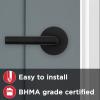 imageKwikset 91540030 Milan Door Handle Lever with Modern Contemporary Slim Round Design for Home Hallway or Closet Passage in Iron Black