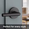 imageKwikset 91540030 Milan Door Handle Lever with Modern Contemporary Slim Round Design for Home Hallway or Closet Passage in Iron Black