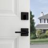 imageKwikset 991 Halifax Keyed Entry Lever and Single Cylinder Deadbolt Combo Pack featuring SmartKey Security in Satin NickelMatte Black