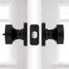 imageKwikset Arroyo Knob Interior Privacy Door Knob with Lock Door Handle For Bathroom and Bedroom Matte Black Keyless Turn Lock Doorknob with Microban ProtectionMatte Black