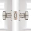 imageKwikset Arroyo Knob Interior Privacy Door Knob with Lock Door Handle For Bathroom and Bedroom Matte Black Keyless Turn Lock Doorknob with Microban ProtectionSatin Nickel