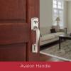 imageKwikset Avalon Front Door Handle No Lock Entry Handleset Exterior with Interior Reversible Handed Lever NonLocking Satin Nickel Deadbolt Not Included with Microban ProtectionSatin Nickel