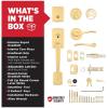 imageKwikset Brentford Front Door Lock Handle and Deadbolt Set Entry Handleset with Sedona Reversible Lever Satin Nickel Pick Resistant SmartKey Rekey Deadbolt Security with Microban ProtectionSatin Brass