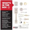 imageKwikset Brentford Front Door Lock Handle and Deadbolt Set Entry Handleset with Sedona Reversible Lever Satin Nickel Pick Resistant SmartKey Rekey Deadbolt Security with Microban ProtectionSatin Nickel