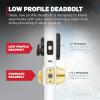 imageKwikset Brentford Front Door Lock Handle and Deadbolt Set Entry Handleset with Trafford Reversible Lever Matte Black Pick Resistant SmartKey Rekey Deadbolt Security with Microban ProtectionMatte Black