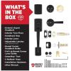 imageKwikset Brentford Front Door Lock Handle and Deadbolt Set Entry Handleset with Trafford Reversible Lever Matte Black Pick Resistant SmartKey Rekey Deadbolt Security with Microban ProtectionMatte Black