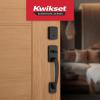 imageKwikset Brentford Front Door Lock Handle and Deadbolt Set Entry Handleset with Trafford Reversible Lever Satin Nickel Pick Resistant SmartKey Rekey Deadbolt Security with Microban ProtectionMatte Black