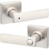 imageKwikset Breton Interior Passage Door Handle 4 Pack Lever for Closet and Hallway Doors Reversible NonLocking Handle Lever Matte Black with Microban ProtectionSatin Nickel