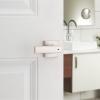 imageKwikset Breton Interior Passage Door Handle 4 Pack Lever for Closet and Hallway Doors Reversible NonLocking Handle Lever Matte Black with Microban ProtectionSatin Nickel