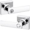 imageKwikset Breton Interior Passage Door Handle 4 Pack Lever for Closet and Hallway Doors Reversible NonLocking Handle Lever Matte Black with Microban ProtectionPolished Chrome