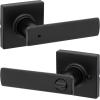 imageKwikset Breton Interior Passage Door Handle 4 Pack Lever for Closet and Hallway Doors Reversible NonLocking Handle Lever Matte Black with Microban ProtectionMatte Black