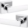 imageKwikset Breton Interior Passage Door Handle 4 Pack Lever for Closet and Hallway Doors Reversible NonLocking Handle Lever Matte Black with Microban ProtectionPolished Chrome