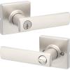 imageKwikset Breton Interior Passage Door Handle 4 Pack Lever for Closet and Hallway Doors Reversible NonLocking Handle Lever Matte Black with Microban ProtectionSatin Nickel