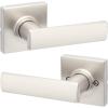 imageKwikset Breton Interior Passage Door Handle 4 Pack Lever for Closet and Hallway Doors Reversible NonLocking Handle Lever Matte Black with Microban ProtectionSatin Nickel