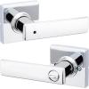 imageKwikset Breton Interior Privacy Door Handle with Lock 10 Pack Door Lever for Bathroom and Bedroom Matte Black Reversible Keyless Turn Lock with Microban ProtectionPolished Chrome
