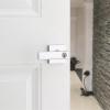 imageKwikset Breton Interior Privacy Door Handle with Lock 4 Pack Door Lever for Bathroom and Bedroom Matte Black Reversible Keyless Turn Lock with Microban ProtectionPolished Chrome