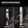 imageKwikset Caerus Front Door Lock Handle and Deadbolt Set Entry Handleset Exterior with Interior Lever Satin Nickel SmartKey ReKey Security with KwikSlide Door Handle Backplate Full Escutcheon