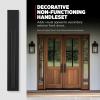 imageKwikset Caerus Front Door Lock Handle and Deadbolt Set Entry Handleset Exterior with Interior Reversible Lever Matte Black Pick Resistant SmartKey Rekey Deadbolt Security with Microban Protection