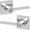 imageKwikset Casey Entry Door Handle with Lock and Key Secure Keyed Reversible Lever Exterior For Front Entrance and Bedrooms Satin Nickel  Pick Resistant Smartkey Rekey Security and MicrobanPolished Chrome