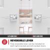 imageKwikset Casey Entry Door Handle with Lock and Key Secure Keyed Reversible Lever Exterior For Front Entrance and Bedrooms Satin Nickel  Pick Resistant Smartkey Rekey Security and MicrobanPolished Chrome