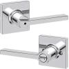 imageKwikset Casey Entry Door Handle with Lock and Key Secure Keyed Reversible Lever Exterior For Front Entrance and Bedrooms Satin Nickel  Pick Resistant Smartkey Rekey Security and MicrobanPolished Chrome