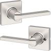 imageKwikset Casey Entry Door Handle with Lock and Key Secure Keyed Reversible Lever Exterior For Front Entrance and Bedrooms Satin Nickel  Pick Resistant Smartkey Rekey Security and MicrobanSatin Nickel