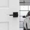 imageKwikset Casey Entry Door Handle with Lock and Key Secure Keyed Reversible Lever Exterior For Front Entrance and Bedrooms Satin Nickel  Pick Resistant Smartkey Rekey Security and MicrobanMatte Black