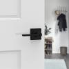 imageKwikset Casey Entry Door Handle with Lock and Key Secure Keyed Reversible Lever Exterior For Front Entrance and Bedrooms Satin Nickel  Pick Resistant Smartkey Rekey Security and MicrobanMatte Black