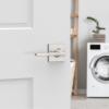 imageKwikset Casey Entry Door Handle with Lock and Key Secure Keyed Reversible Lever Exterior For Front Entrance and Bedrooms Satin Nickel  Pick Resistant Smartkey Rekey Security and MicrobanSatin Nickel