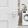 imageKwikset Casey Entry Door Handle with Lock and Key Secure Keyed Reversible Lever Exterior For Front Entrance and Bedrooms Satin Nickel  Pick Resistant Smartkey Rekey Security and MicrobanPolished Chrome