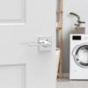 imageKwikset Casey Entry Door Handle with Lock and Key Secure Keyed Reversible Lever Exterior For Front Entrance and Bedrooms Satin Nickel  Pick Resistant Smartkey Rekey Security and MicrobanPolished Chrome