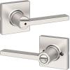 imageKwikset Casey Entry Door Handle with Lock and Key Secure Keyed Reversible Lever Exterior For Front Entrance and Bedrooms Satin Nickel  Pick Resistant Smartkey Rekey Security and MicrobanSatin Nickel