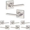 imageKwikset Casey Entry Door Handle with Lock and Key Secure Keyed Reversible Lever Exterior For Front Entrance and Bedrooms Satin Nickel  Pick Resistant Smartkey Rekey Security and MicrobanSatin Nickel