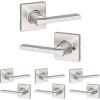 imageKwikset Casey Entry Door Handle with Lock and Key Secure Keyed Reversible Lever Exterior For Front Entrance and Bedrooms Satin Nickel  Pick Resistant Smartkey Rekey Security and MicrobanSatin Nickel