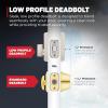 imageKwikset Crosstown Deadbolt Lock Satin Nickel Rectangular Exterior Keyed Front Entry Door Pick Resistant SmartKey Rekey Security Single Cylinder Dead Bolt Door Lock with Microban ProtectionSatin Nickel