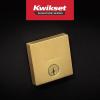 imageKwikset Downtown Deadbolt Lock Matte Black Square Exterior Keyed Front Entry Door Pick Resistant SmartKey Rekey Security Single Cylinder Dead Bolt with Microban ProtectionSatin Brass
