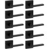 imageKwikset Halifax Entry Door Handle with Lock and Key Secure Keyed Reversible Lever Exterior For Front Entrance and Bedrooms Matte Black Pick Resistant Smartkey Rekey Security and MicrobanMatte Black