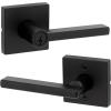 imageKwikset Halifax Entry Door Handle with Lock and Key Secure Keyed Reversible Lever Exterior For Front Entrance and Bedrooms Matte Black Pick Resistant Smartkey Rekey Security and MicrobanMatte Black