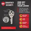 imageKwikset Halifax Entry Door Handle with Lock and Key Secure Keyed Reversible Lever Exterior For Front Entrance and Bedrooms Matte Black Pick Resistant Smartkey Rekey Security and MicrobanMatte Black