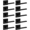 imageKwikset Halifax Entry Door Handle with Lock and Key Secure Keyed Reversible Lever Exterior For Front Entrance and Bedrooms Matte Black Pick Resistant Smartkey Rekey Security and MicrobanMatte Black