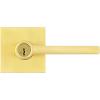 imageKwikset Halifax Entry Door Handle with Lock and Key Secure Keyed Reversible Lever Exterior For Front Entrance and Bedrooms Satin Brass Pick Resistant Smartkey Rekey Security and MicrobanKeyed Entry