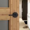 imageKwikset Halifax Entry Door Handle with Lock and Key Secure Keyed Reversible Lever Exterior for Front Entrance and Bedrooms Satin Brass Pick Resistant Smartkey Rekey Security and MicrobanMatte Black