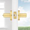 imageKwikset Halifax Entry Door Handle with Lock and Key Secure Keyed Reversible Lever Exterior for Front Entrance and Bedrooms Satin Brass Pick Resistant Smartkey Rekey Security and MicrobanSatin Brass
