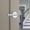 imageKwikset Halifax Entry Door Handle with Lock and Key Secure Keyed Reversible Lever Exterior for Front Entrance and Bedrooms Satin Brass Pick Resistant Smartkey Rekey Security and MicrobanPolished Chrome