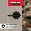 imageKwikset Halifax Entry Door Handle with Lock and Key Secure Keyed Reversible Lever Exterior for Front Entrance and Bedrooms Satin Brass Pick Resistant Smartkey Rekey Security and MicrobanMatte Black