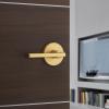 imageKwikset Halifax Entry Door Handle with Lock and Key Secure Keyed Reversible Lever Exterior for Front Entrance and Bedrooms Satin Brass Pick Resistant Smartkey Rekey Security and MicrobanSatin Brass
