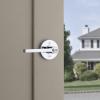 imageKwikset Halifax Entry Door Handle with Lock and Key Secure Keyed Reversible Lever Exterior for Front Entrance and Bedrooms Satin Brass Pick Resistant Smartkey Rekey Security and MicrobanPolished Chrome