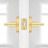imageKwikset Halifax Entry Door Handle with Lock and Key Secure Keyed Reversible Lever Exterior for Front Entrance and Bedrooms Satin Brass Pick Resistant Smartkey Rekey Security and MicrobanSatin Brass