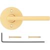imageKwikset Halifax Entry Door Handle with Lock and Key Secure Keyed Reversible Lever Exterior for Front Entrance and Bedrooms Satin Brass Pick Resistant Smartkey Rekey Security and MicrobanSatin Brass